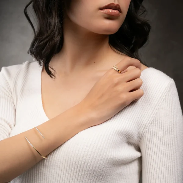 Yellow Gold Diamond Bar Open Bangle