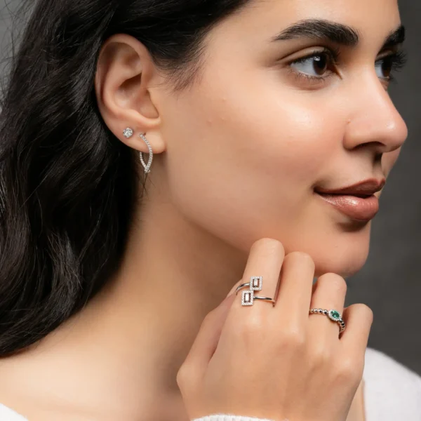 Curved Diamond Earrings