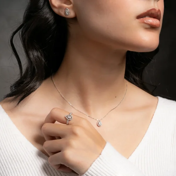 Drop Shape Diamond Pendant Necklace