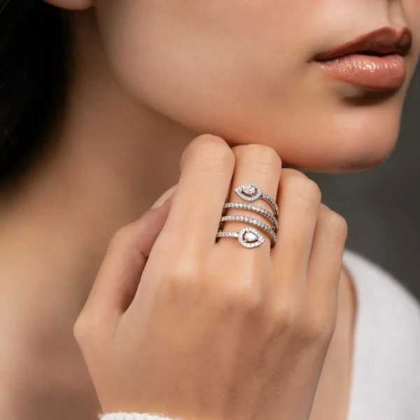 Multiple Layers Diamond Drop Ring